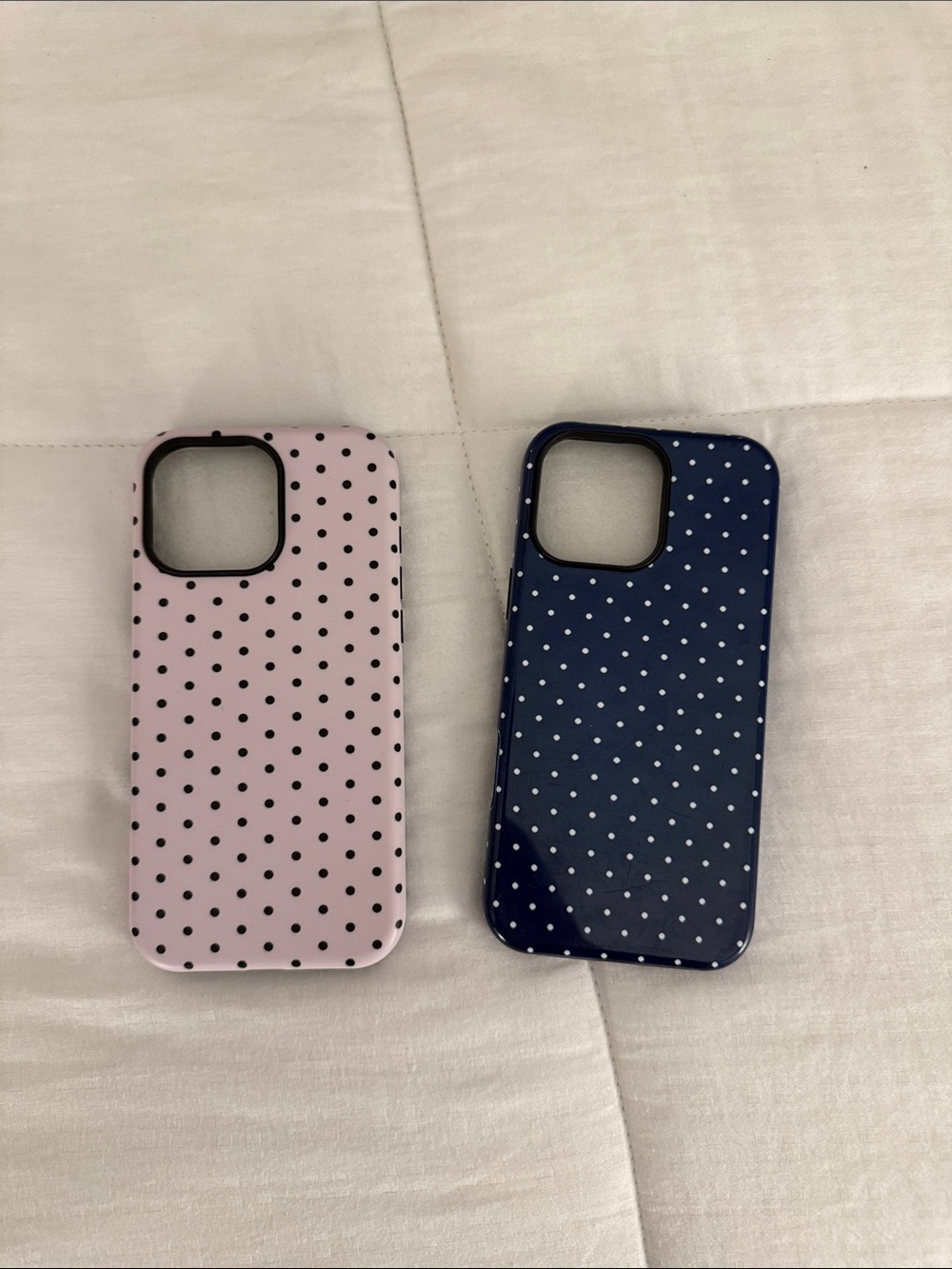 Pink and Navy Polka Dot Phone Case Set - IPHONE 16 PRO MAX
